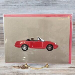 Papyrus Blank Greeting Card Red Convertible Sports Car Gold Foil BL 421122
